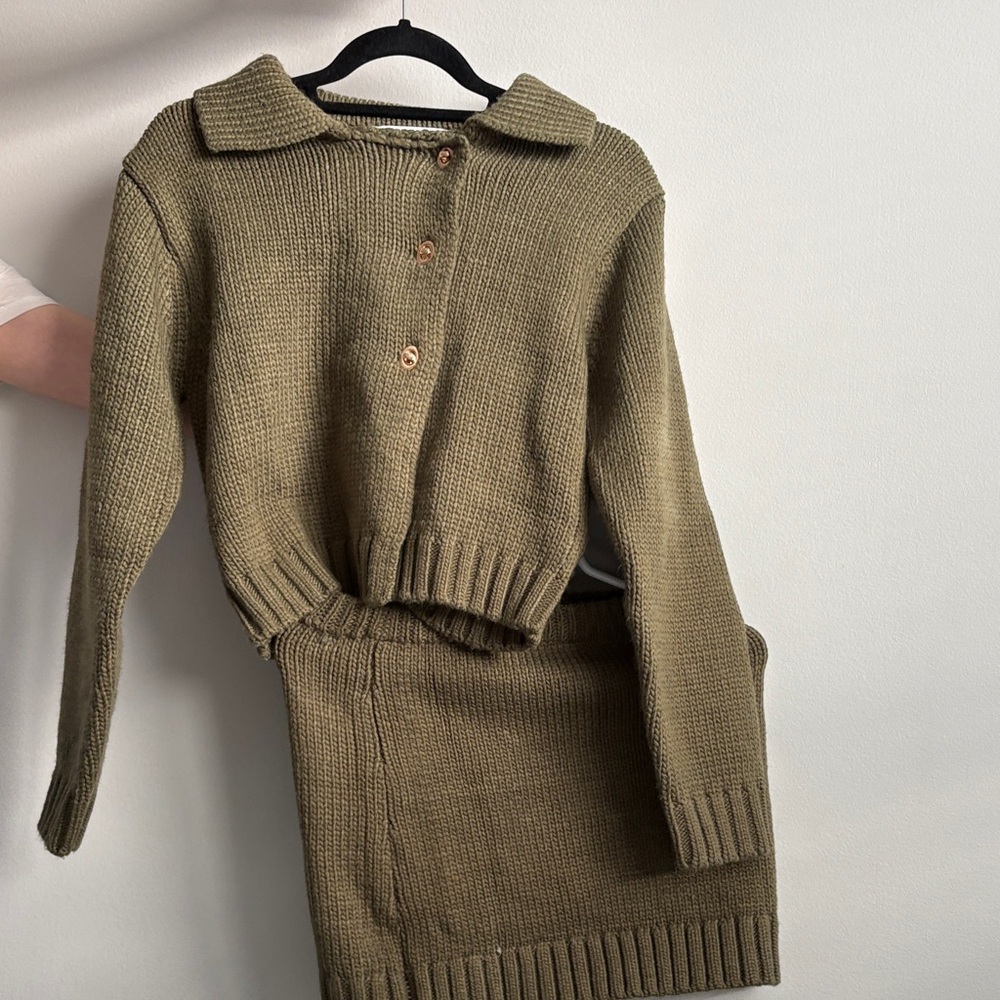 Zara Olive Green Knit Mini Skirt